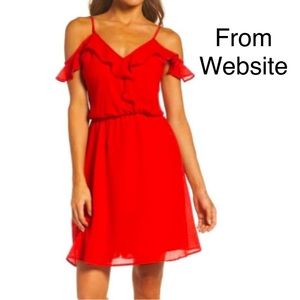 Made in 🇺🇸 Red cocktail with ruffle details